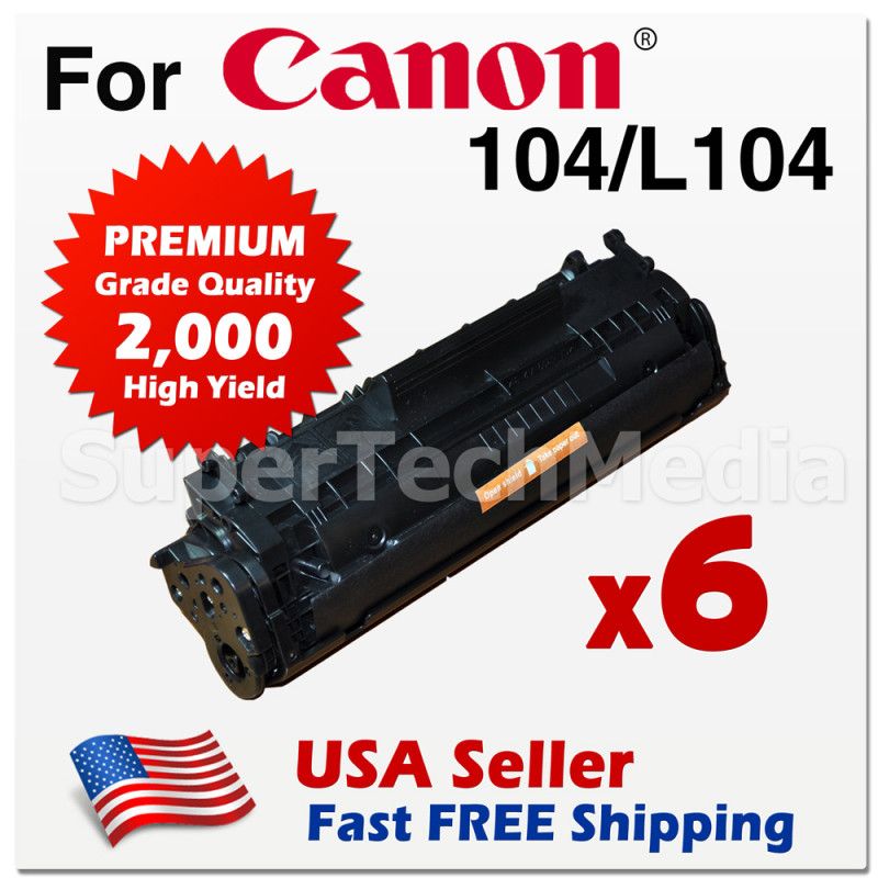 Six Black Compatible Toner Cartridge For Canon 104 (Not OEM)