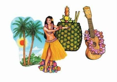 AWESOME LARGE HAWAIIAN LUAU CUTOUTS PARTY DECORATIONS  