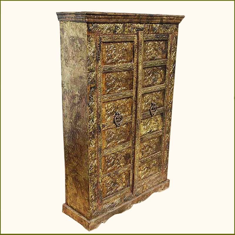   Wood Decorative Armoire Clothes Wardrobe Closet w 3 Shelves  