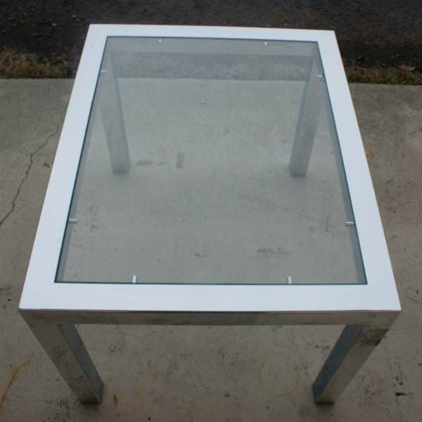 Chrome Glass Side Coffee Table Milo Baughman Style  