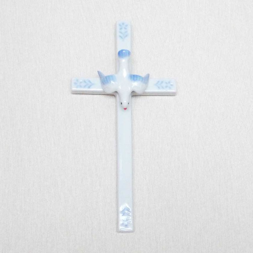 Dove wall Cross Crucifix by White porcelain Korea Arts  