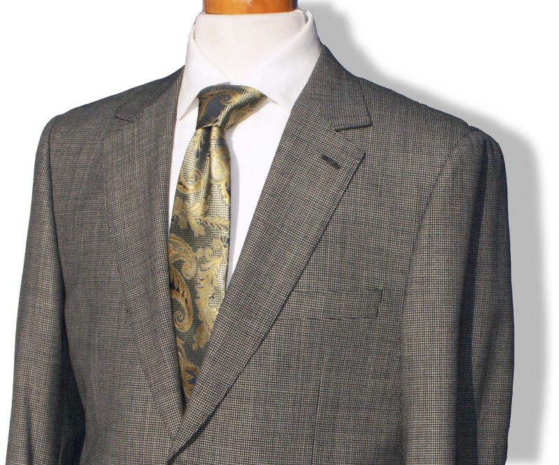 New M.Valentino $1295 Gray Mico Houndstooth 150s Wool Mens Business 