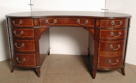 ENGLISH SHERATON REGENCY MAHOGANY KIDNEY DESK  DESKS  