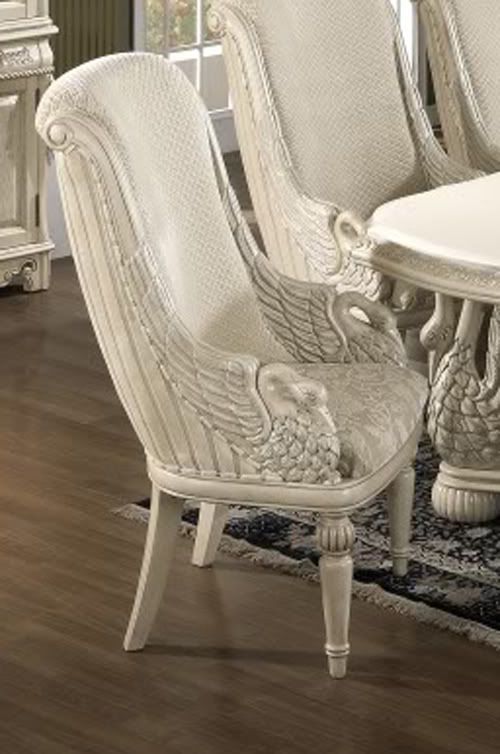 Avignon 7 Pc Formal Dining Room Set White Swan Motif  