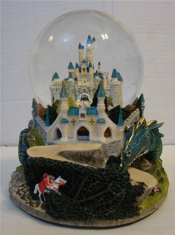   BEAUTY CASTLE MALEFICENT DRAGON DISNEY MUSICAL SNOWGLOBE  