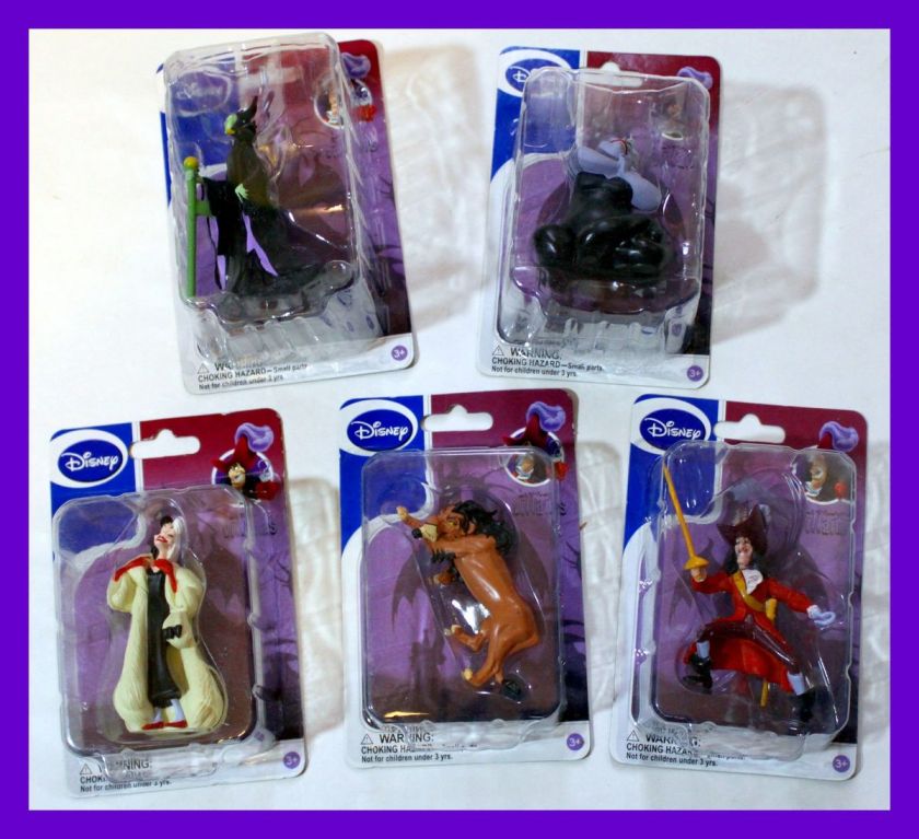 GIFT QUALITY NEW 5 DISNEY VILLIANS FIGURINES CRUELA URSULA WITCH 