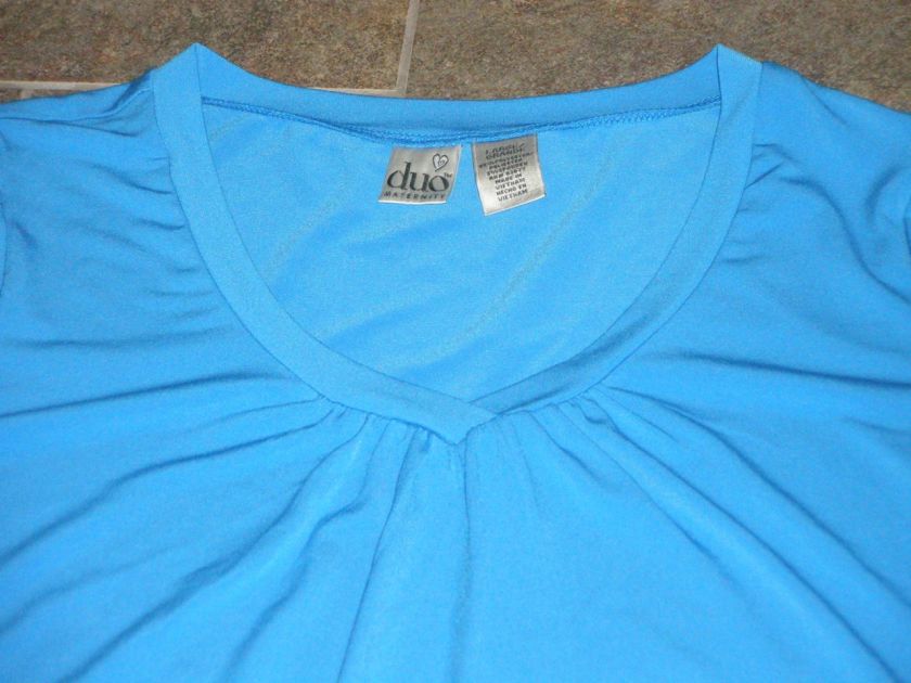 NWT Duo Maternity Blue Blouse Top Shirt Large L  