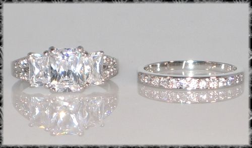 Ct. Antique Emerald Cut Anniversary Bridal Wedding Ring Set   SIZE 