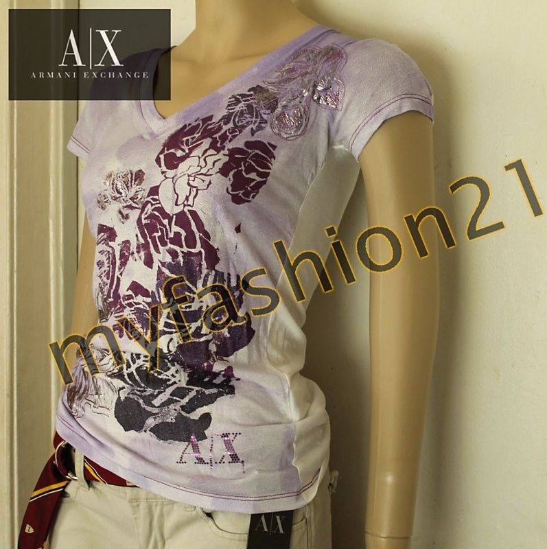 NWT Armani Exchange A/X AX WOMEN V Neck Knit Layers Flower Floral 