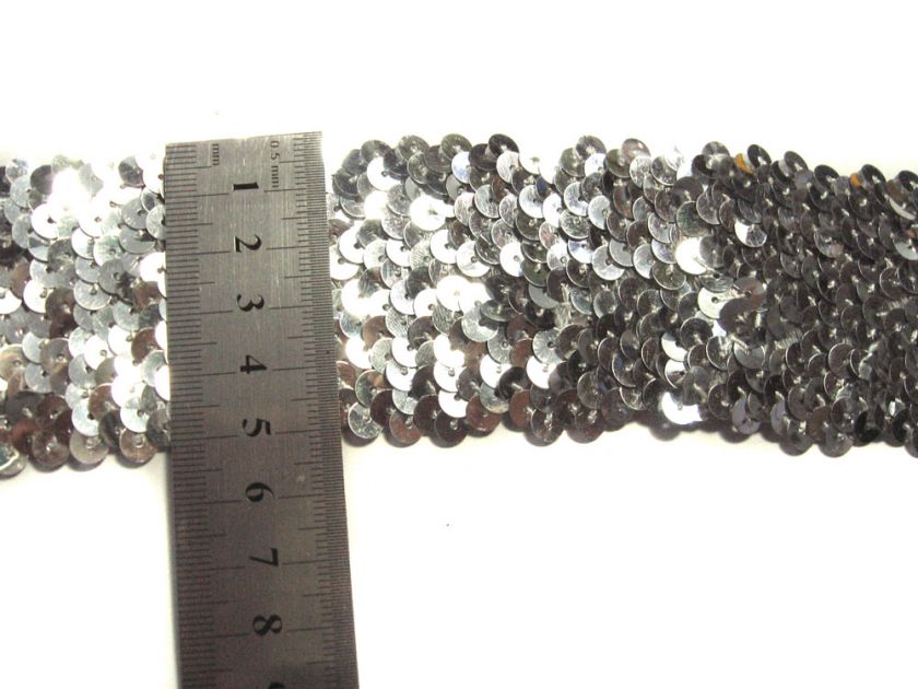 Y316 2 Silver Sequin Elastic/Stretch Trim x 10 Yards  