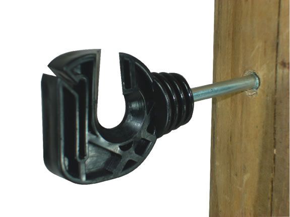 Wood Post  3 Screw in Insulator Black  Electric Fence  