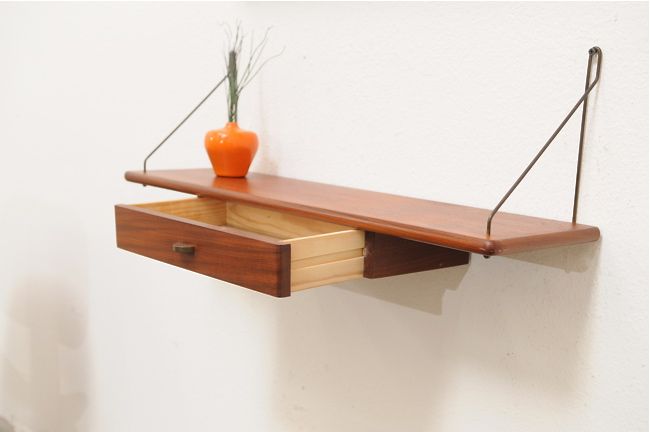 Danish Modern FLOATING Entry Wall Shelf Table Mid Century Eames Era 