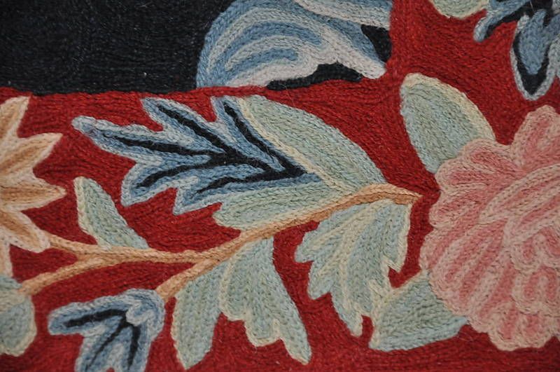 3x5 WOOL AREA RUG FRENCH AUBUSSON NAVY RED TAPESTRY  