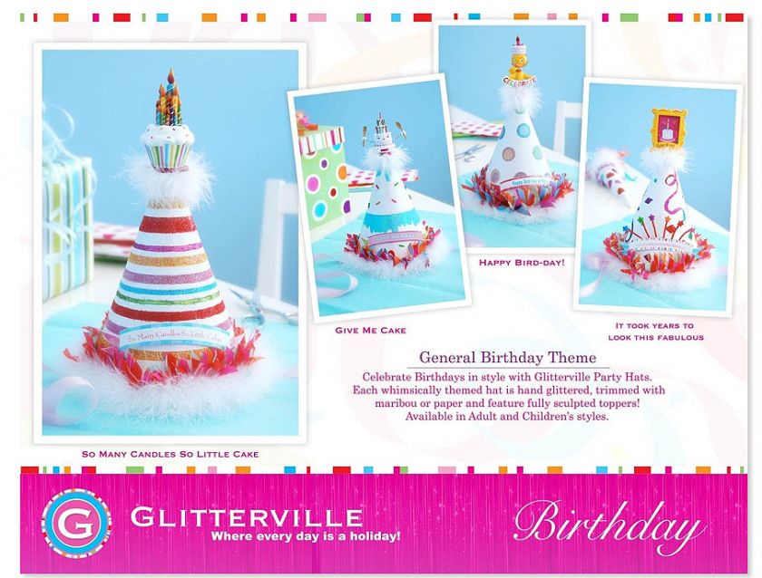 BIRTHDAY HAT HAPPY BIRD DAY Glitterville 12 New FUN  