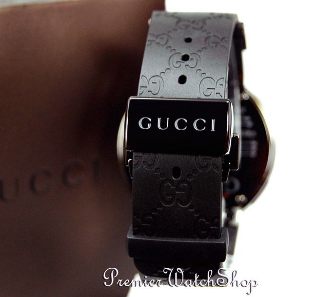   GUCCI DIGITAL YA114207   BLACK PVD DUAL TIME MENS RUBBER WATCH  