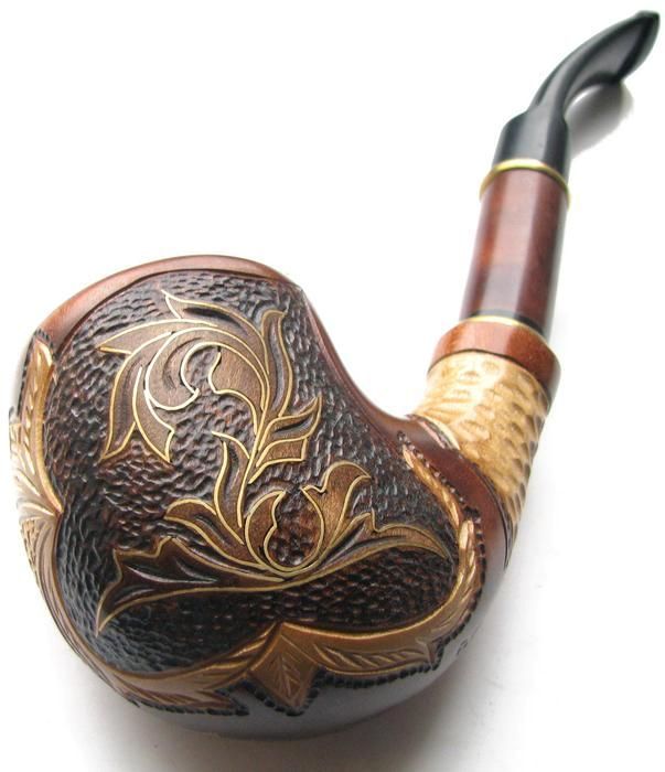 Unique HAND CARVED Tobacco Smoking Pipe/Pipes FIRE #2 Briar  