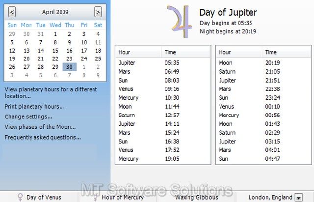 ASTROLOGY PLANETARY HOURS SOFTWARE FOR PC   XP VISTA 7  