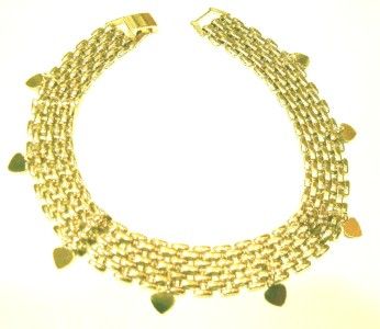 SEXY `18 karat GOLD gep weave mesh anklet HEART CHARMS  