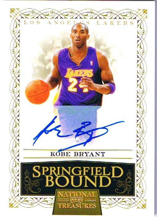 KOBE BRYANT 2010 11 NATIONAL TREASURES SPRINGFIELD BOUND AUTO 