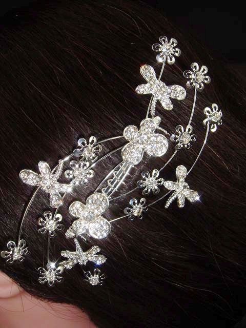 Bridal Rhinestone dragonfly Crystal Hair Comb RB194  