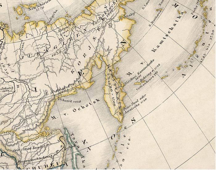 RARE 1860 VON SPRUNER MAP Formation of the RUSSIAN EMPIRE since the 