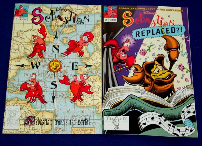 Walt Disneys SEBASTIAN #1 2 Comic Set Little Mermaid  