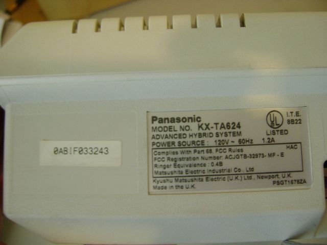 PANASONIC HYBRID DIGITAL TELEPHONE SYSTEM KX TA624 KSU  