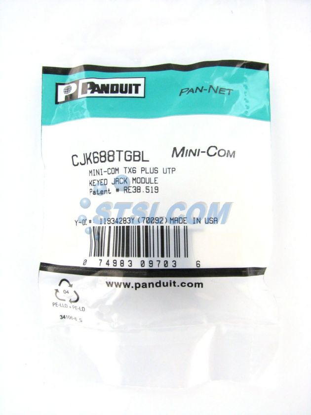 Panduit CJK688TGBL Cat6 KEYED Mini Com Jack Black ~STSI 074983097036 