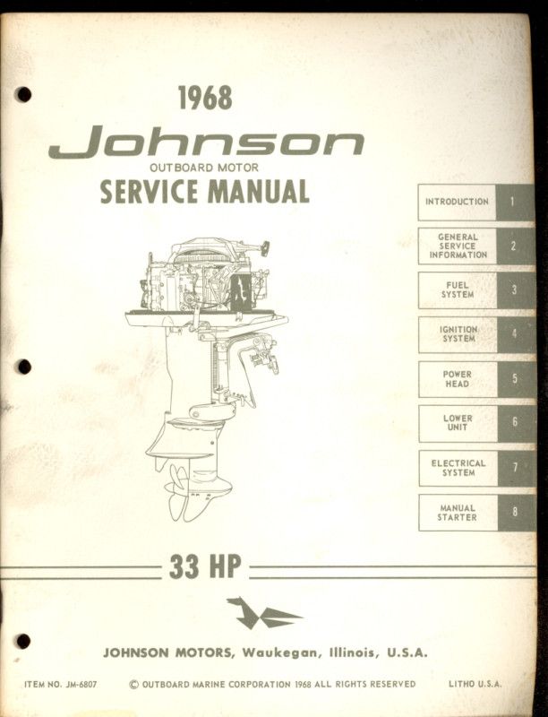 1968 JOHNSON OUTBOARD MOTOR 33 HP SERVICE MANUAL  