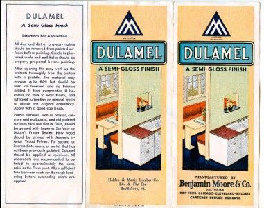 1951 BENJAMIN MOORE DULAMEL INT. PAINT COLOR SAMPLES  