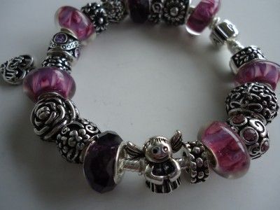   Sterling Silver Pandora Bracelet.Size 7.5.W/receipt Gift box Charm MOM