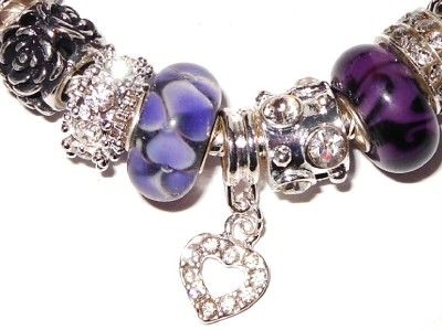 AUTHENTIC PANDORA SILVER 925 BRACELET SET BOX & BAG CLASSIC PURPLE 