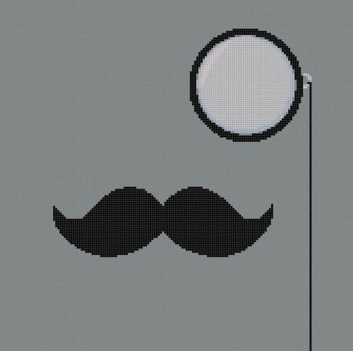 Monocle and Mustache Silhouette Cross Stitch Pattern  