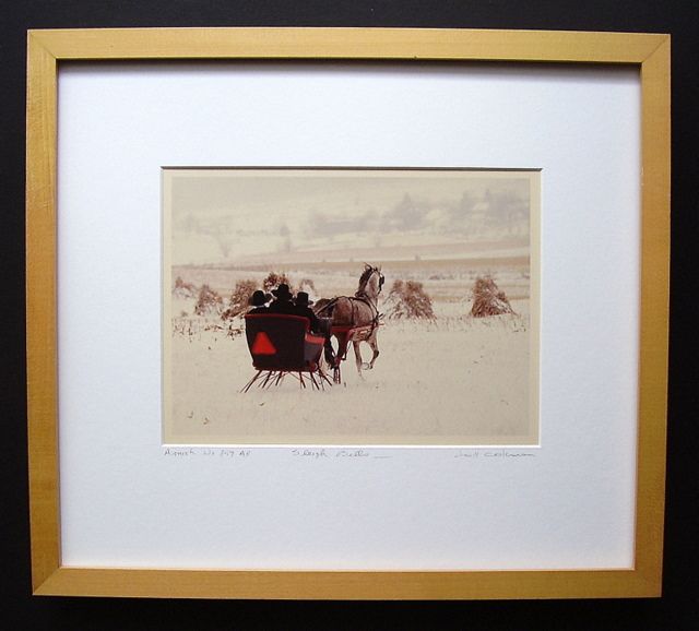 AMISH Horse Drawn SLEIGH Bill Coleman S/N Framed Photo  