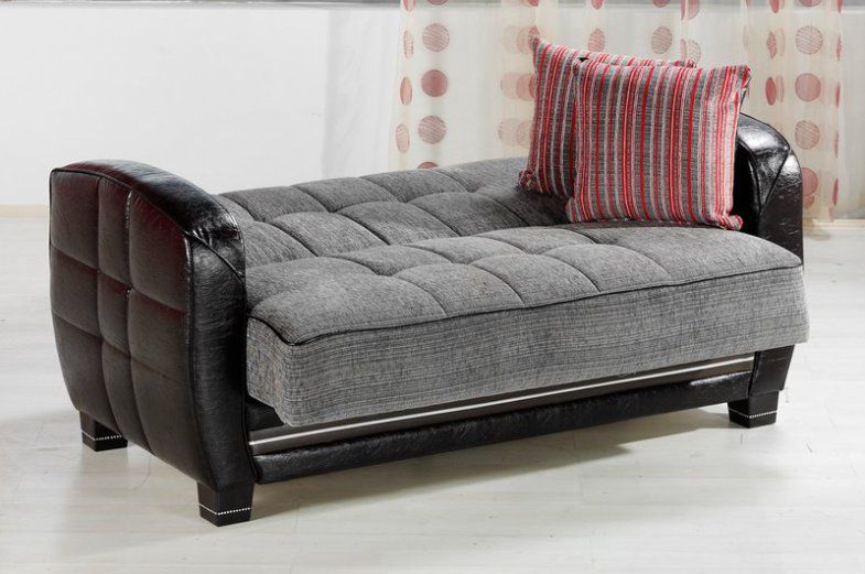 Modern Grey & Black Two Tone Living Room with Storage Sleeper Sofa