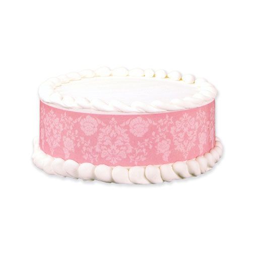 DAMASK PINK EDIBLE PRINT CAKE DECORATION IMAGE  