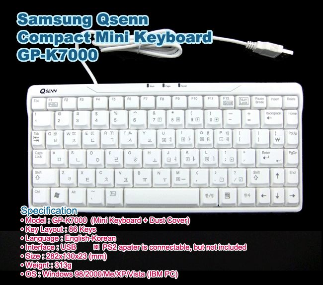   keys language english korean interface usb ps2 apater is connectable