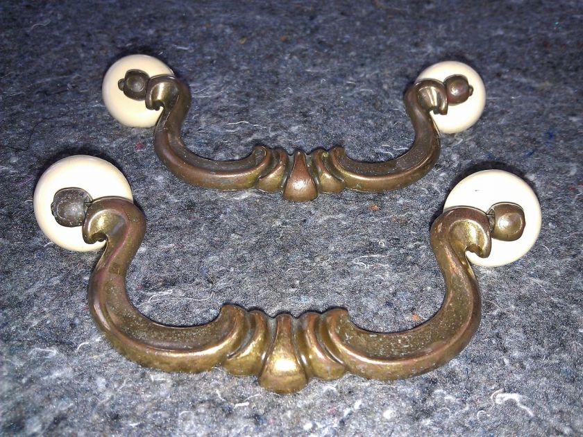 5u87 VINTAGE KEELER BRASS COMPANY DRAWER HANDLES / PULLS  