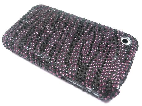 RHINESTONE BLING CASE COVER APPLE iPHONE 1 ZEBRA PURPLE 1ST GENERATION 