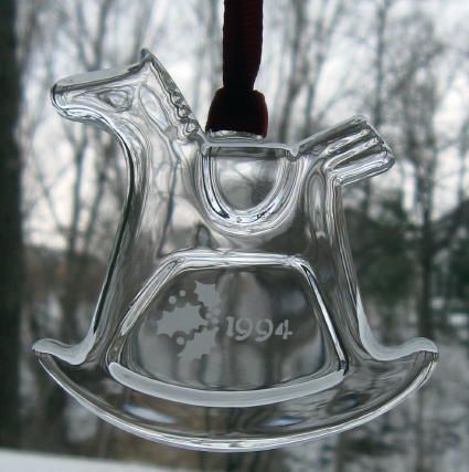 Orrefors Crystal 1994 Christmas Ornament Rocking Horse  