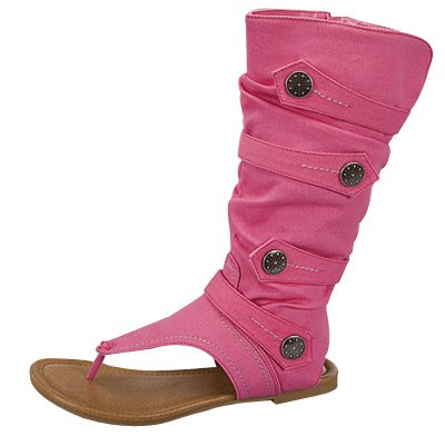   Trendy Half Knee high Canvas Gladiator Sandals Fuchsia   SALE  