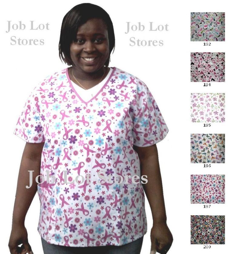 Nurse Scrubs Top Print V Neck 2 Pockets 6 Style unifurm  