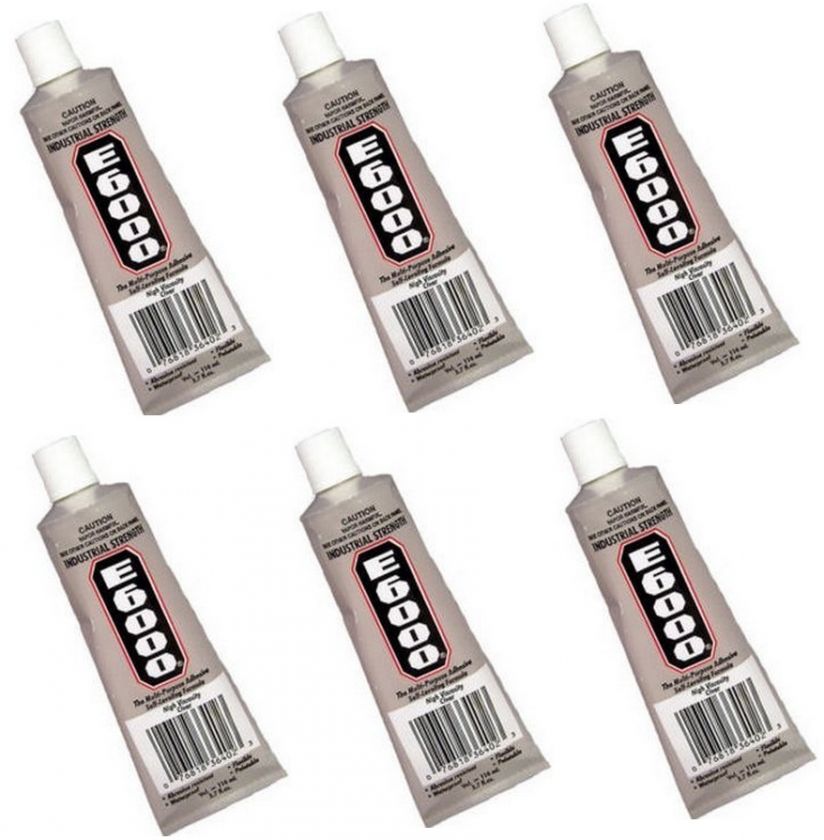 Lot 6 Huge E 6000 ADHESIVE (Goop) SEALANT GLUE 6 BIG 3.7 OZ TUBES 