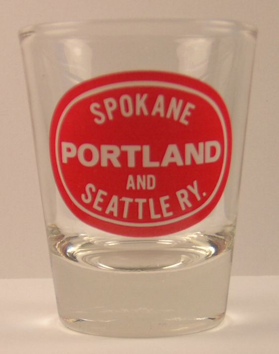 SPOKANE PORTLAND & SEATTLE Railroad SHOT GLASS  