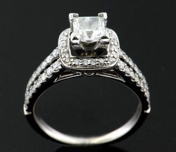 DESIGNER SCOTT KAY 1.24 CARAT PRINCESS DIAMOND ENGAGEMENT RING 14K 