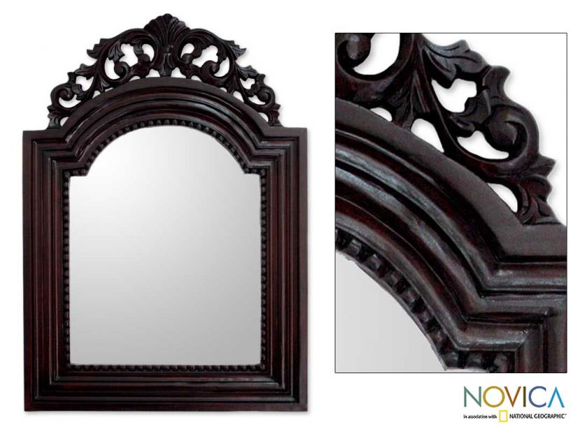 NIGHT PALACE Bali Hand Carved MAHOGANY Wall Mirror  